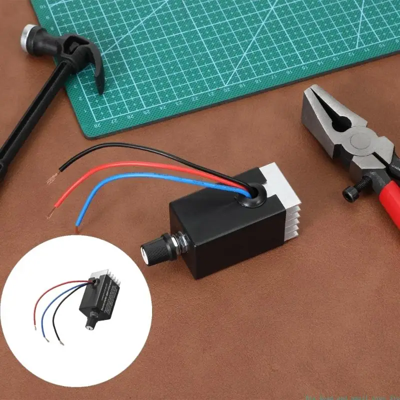 581C Vehicle Fan Wiring Part 12V 24V Motor Regulator with Knob, Heat Sink, 3 Wire Layout, Blower Repair Replacement Use, and Fan