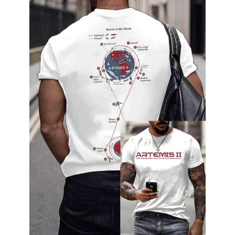 2026 Topseller Herren Artemis II Bedruckte T-Shirts Sommer Kurzarm Lässige Alltags-Oberteile Rundhals-Shirts