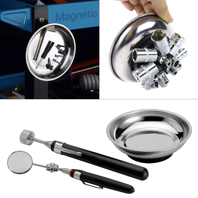 3 Pieces Magnetic Parts Trays Set for Tool Organization Find Lost Fasteners Nails Keep Small Parts Neat Lightweight