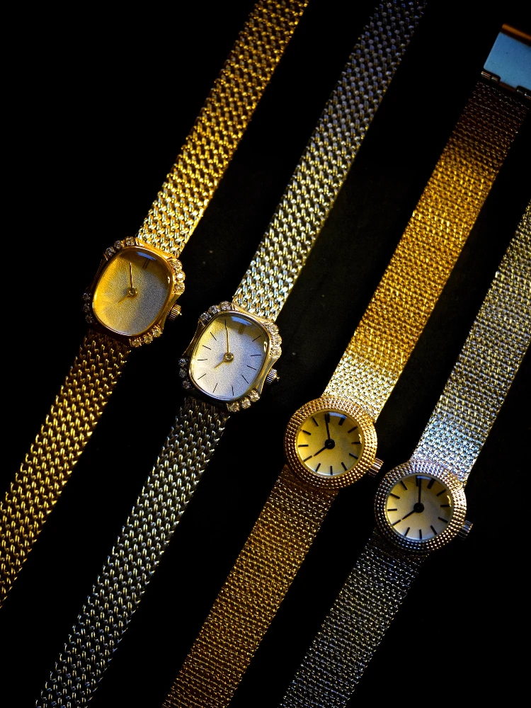 2025 new 18k gold-plated women's watch luxury Retro diamond ellipse Vintage Japanese quartz movement High Quality