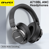 Awei A710BL ANC Active Noise Cancelling Headphones Bluetooth With Hi-Res Audio Over Ear Wireless Gaming Headset With Microphone