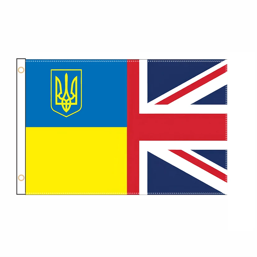 Design Gratuito Bandiera Ucraina E Gran Bretagna Regno Unito Bandiere Dell'ucraina 2Ft * 3Ft 3Ft * 5Ft QZ-299