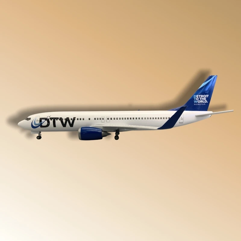 1:85 Scale Boeing 737 DTW Aircraft Model 47cm Die-Cast Resin with Lights and Moving Wheels—An Aviation Collectible