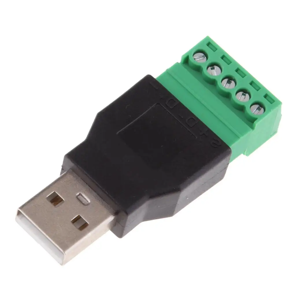 USB 2.0 Type A to 5 Pin Screw with Terminal Plug Adapter Connector