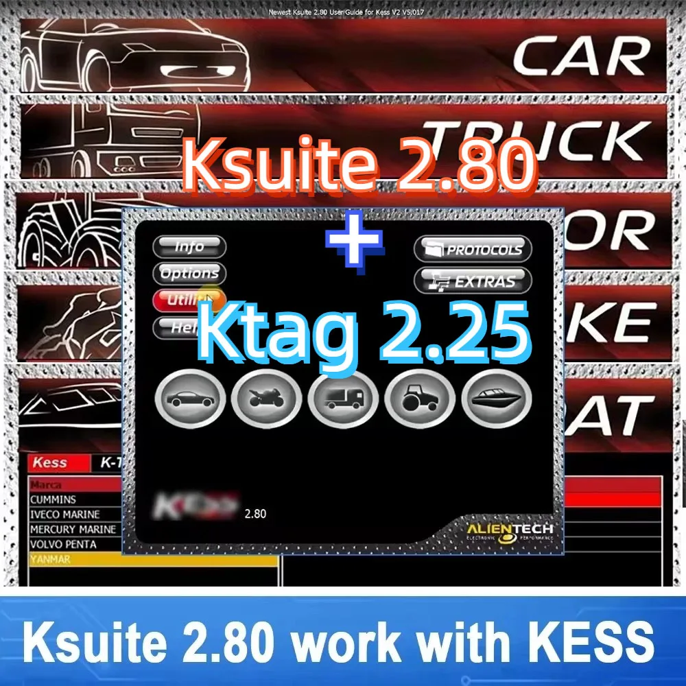 2023 Latest Ksuite 2.80 Car Repair Software for Kess V5.017 ECU Master Ktag 2.25 ECU Tool Online Ksuite SW 2.80 2.53 2.47 alldat