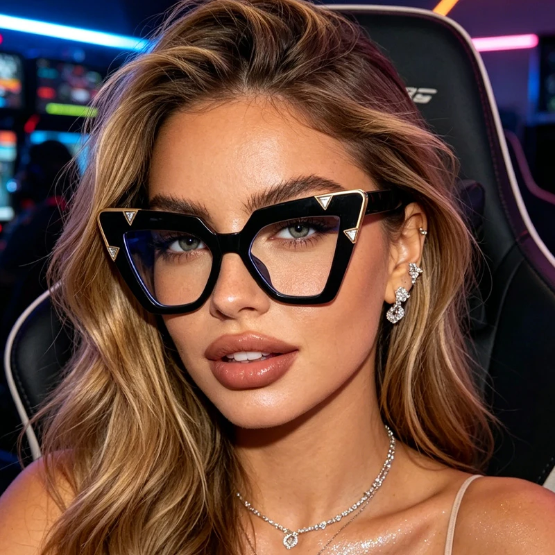 1pc fashionable cat-eye glasses aura commuter decorative frame ladies trendy all-match fashion glasses