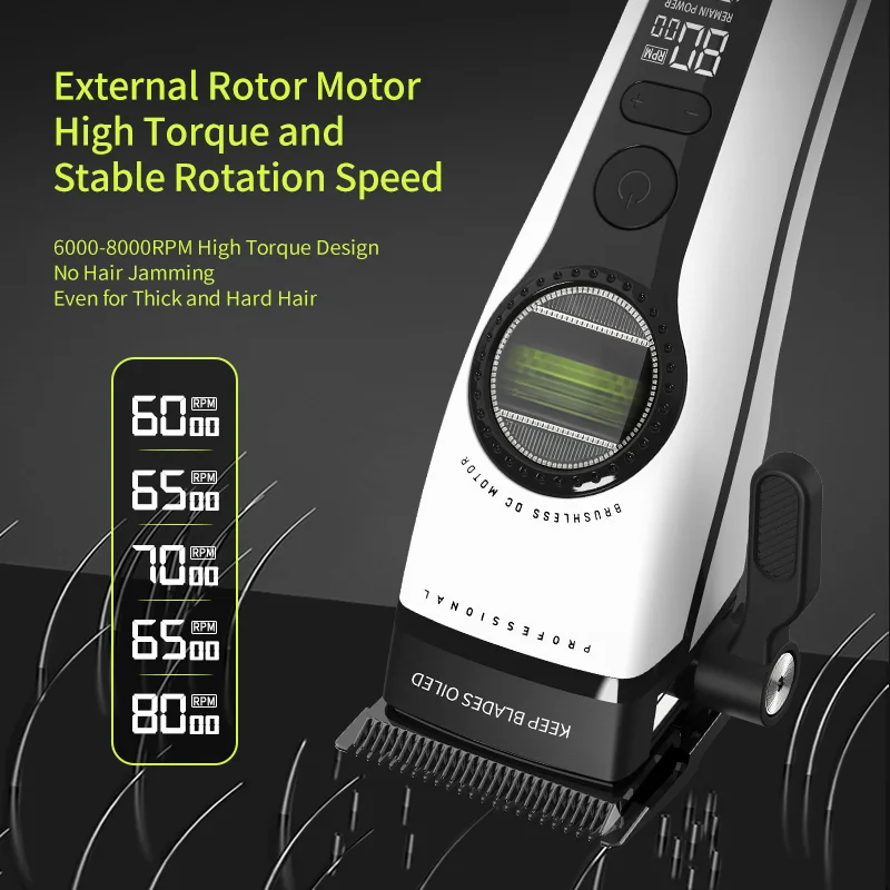 ماكينة قص الشعر الاحترافية من كومي F1 - محرك فائق مع ماكينة تشذيب خارجية بدون فرش، ماكينة حلاقة كهربائية للرجال KM-1593