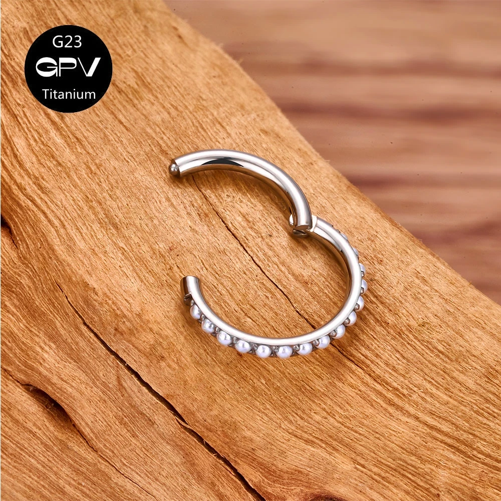 1/10PCS wholesale G23 Titanium Nasal Septum Ring Inlaid With Small Pearls Perforated Nose Rings And Earrings For Men And Women