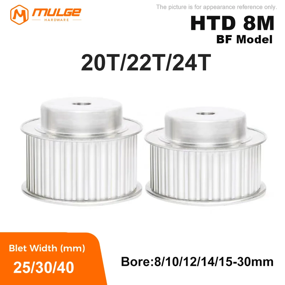 Timing Pulley HTD 8M-20T/22T/24Teeth Bore 8-30mm Teeth Pitch 8mm Width 27/32/42mm For 25/30mm 8M Timing Belt