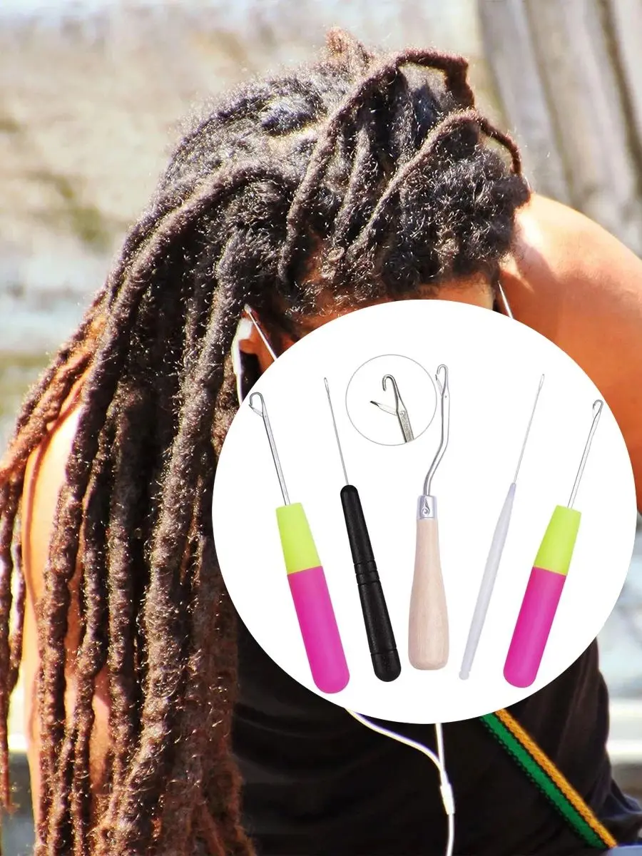 

5pcs/Sets Crochet Hooks Hair Braiding Tools Dreadlocks Plastic Wood Hair Crocheting Weaving Needles Dreading Latch Hooks Craft