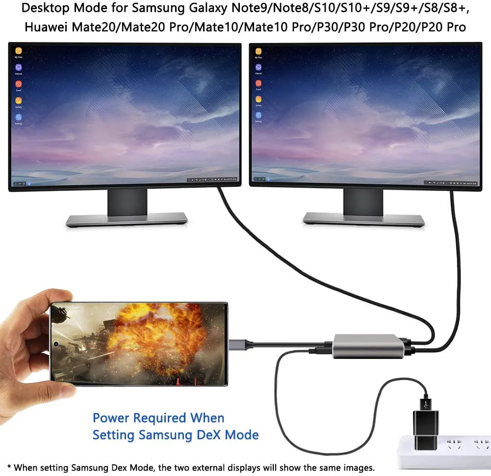 4K UHD Display USB C Thunderbolt3 Dual HD Extend 2 Monitors USB 3.0 Hub Type-C Dock PD Fast Charging for Macbook Pro Air