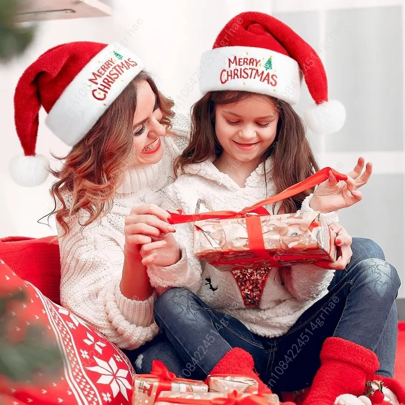 قبعة سانتا لعيد الميلاد للبالغين، قبعة مخملية كلاسيكية لعطلة عيد الميلاد للجنسين لأغطية الرأس لحفلات رأس السنة الجديدة