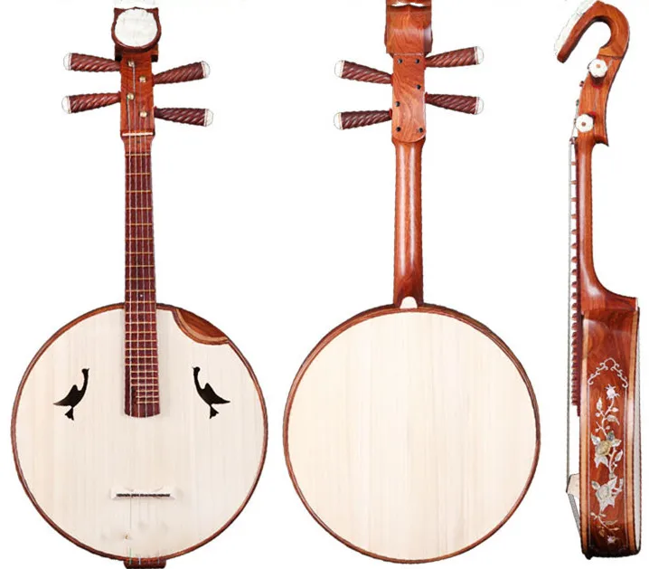 

Профессиональный музыкальный инструмент Чжонгрюань из красного палисандра с резьбой по корпусу, стальной струнодержатель