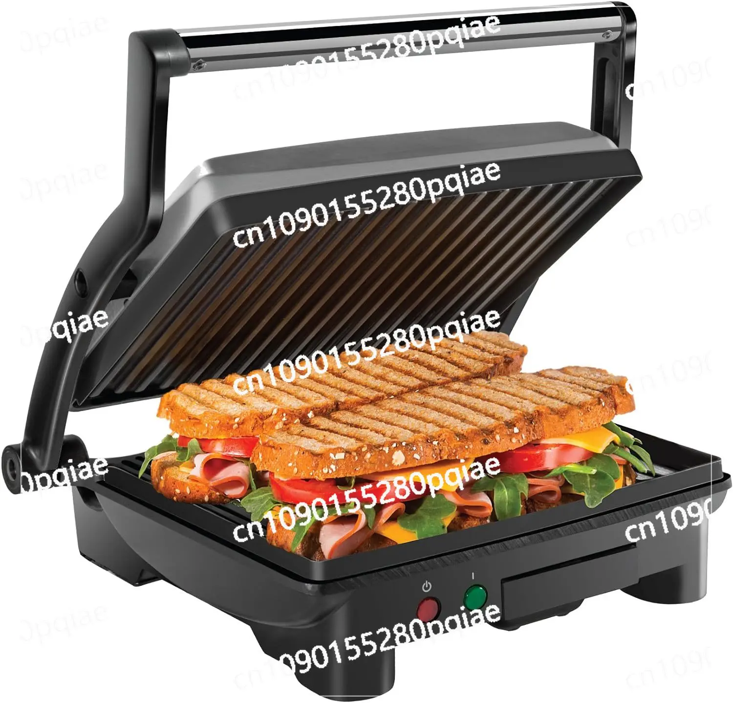 Chefman Panini Press Grill and Gourmet Sandwich Maker Non-Stick Coated Plates, Opens 180 Degrees to Fit Any Type or Size