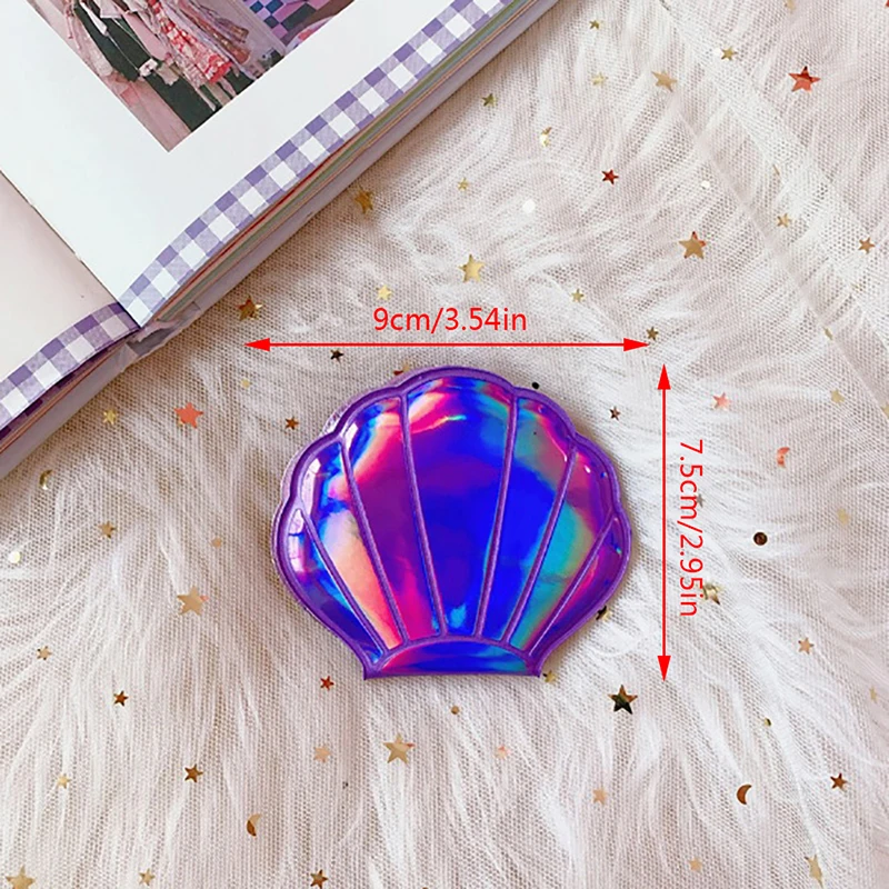 1pcs Creative Seashell-shaped Mirror Bling PU Double-sided Mirrors Foldable Mini Makeup Magnifier Gift Two-sided Cosmetic Mirror