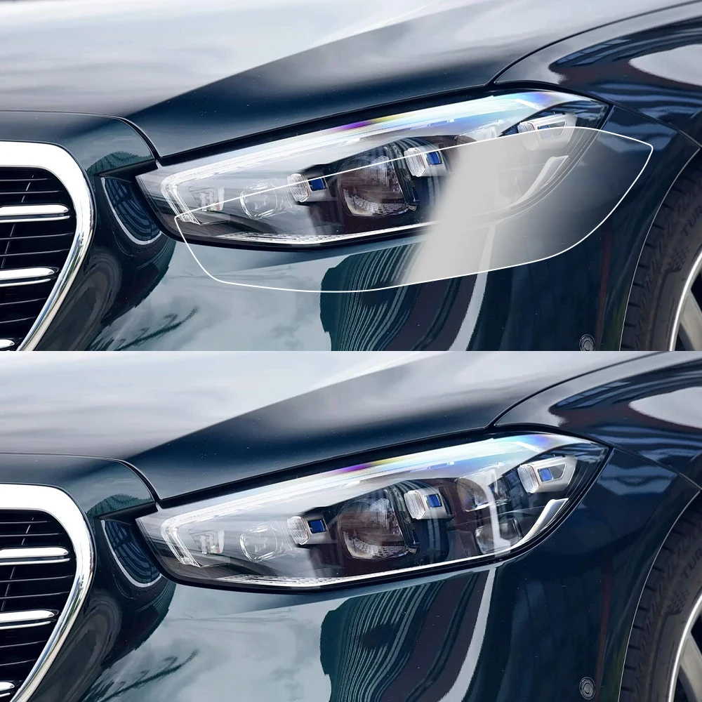For Mercedes Benz S Class Maybach W223 W222 Pre Cut Car Headlight TPU PPF Protective Film Smoke Black Anti-Scratch Vinyl Wrap