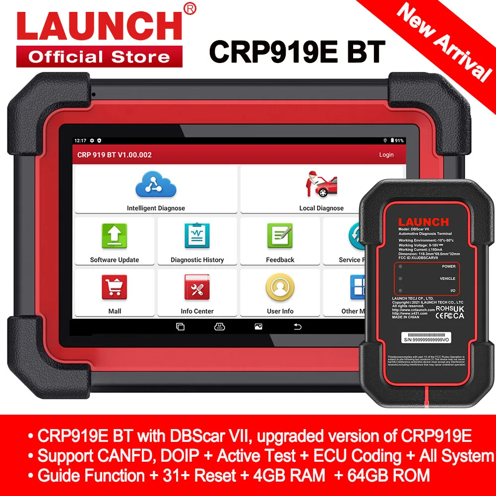 X431 CRP919E BT Automobile Fault Diagnosis Decoder OBDII Diagnostic Code Reader Tool