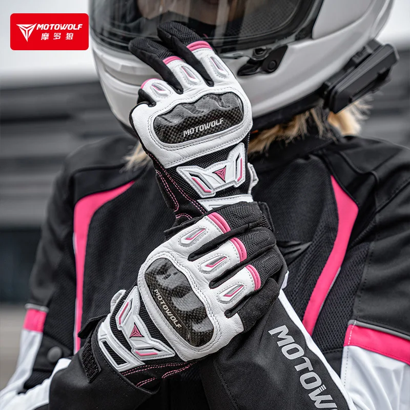 

Summer Motorcycle Riding Anti-fall Gloves Moto Gloves Touch-screen Female Rider Riding Breathable Carbon Fiber Protective Gloves