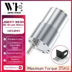 JGB37-3530 Reversible Geared Motor 12v24v 4RPM~1587RPM High Torque All Metal Gearbox Eccentric Output Shaft Micro DC Brush Motor