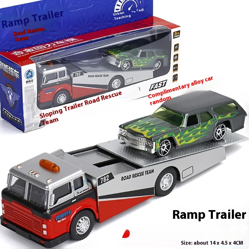 Kids' Alloy Ramp Tow Truck Model with Retro Power - Fun Backflip Action, Race-Ready Toy Car for Endless Play