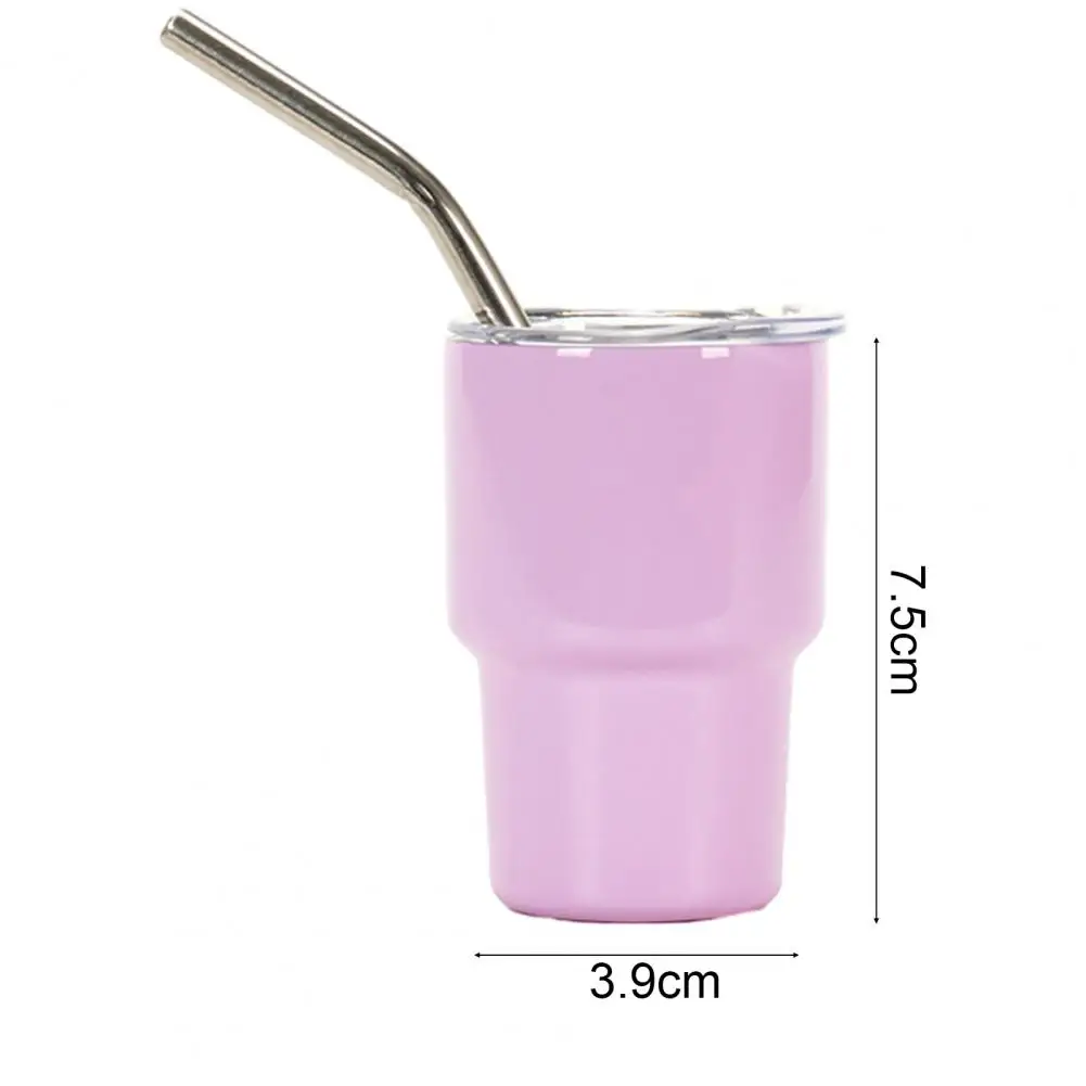 Stainless Steel Water Cup with Straw 60ml Stainless Steel Cup with Straw Lid Minimalistic Anti-rust Water Cup for Cocktails