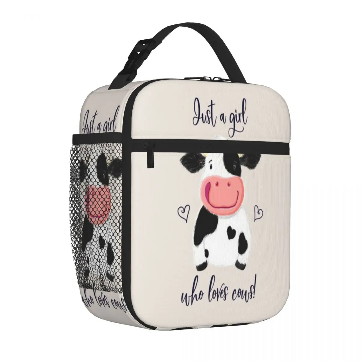 Bestselling Just A Girl Who Loves Cows! Hearts And Holstein Insulated Inner Cooler Lunch Bag Family Picnic Bento Bag