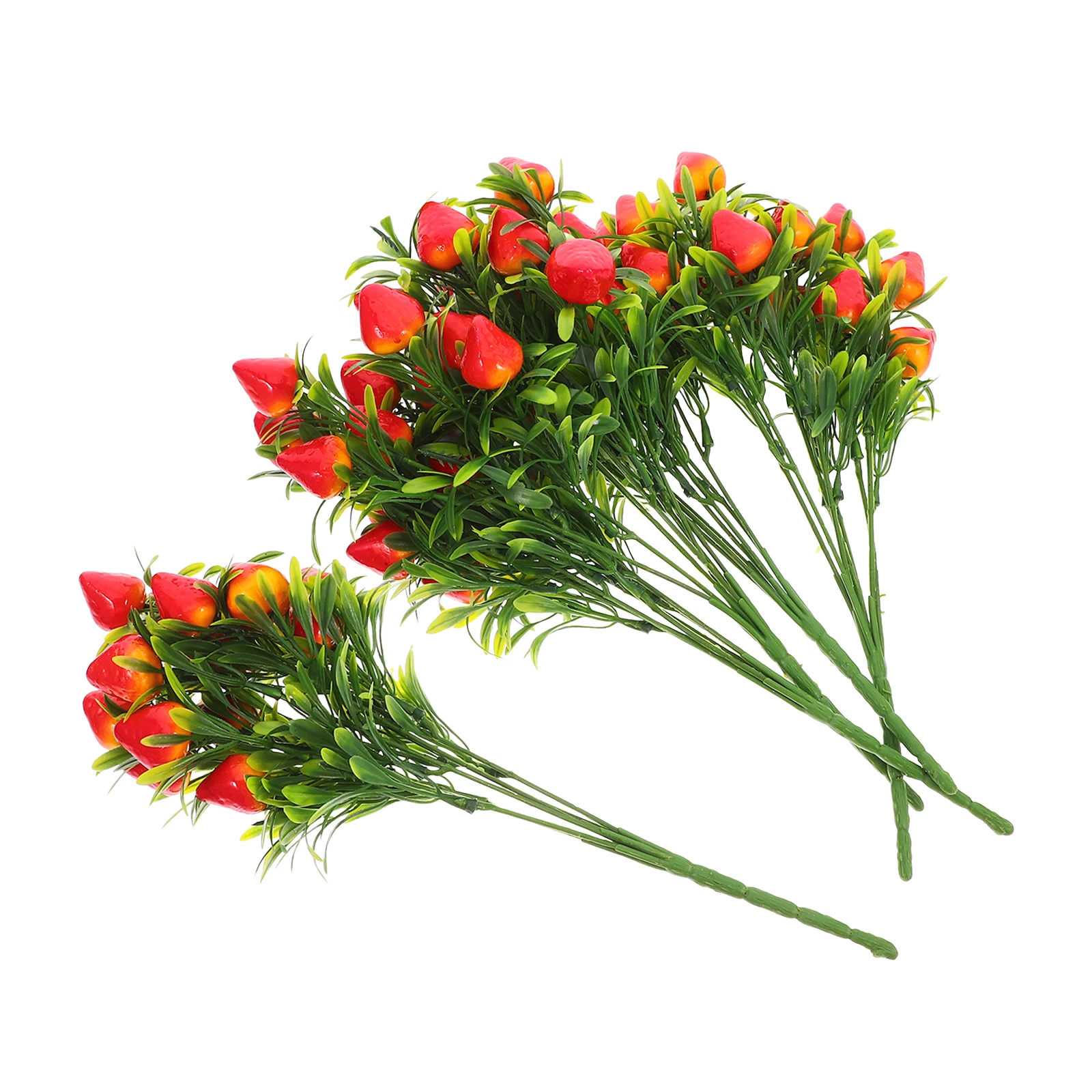 

5pcs Artificial Strawberry Bunches Red Yellow PVC Decorative Home Wedding Party Faux Fruit Stems Year Round DIY Crafts Bouquets