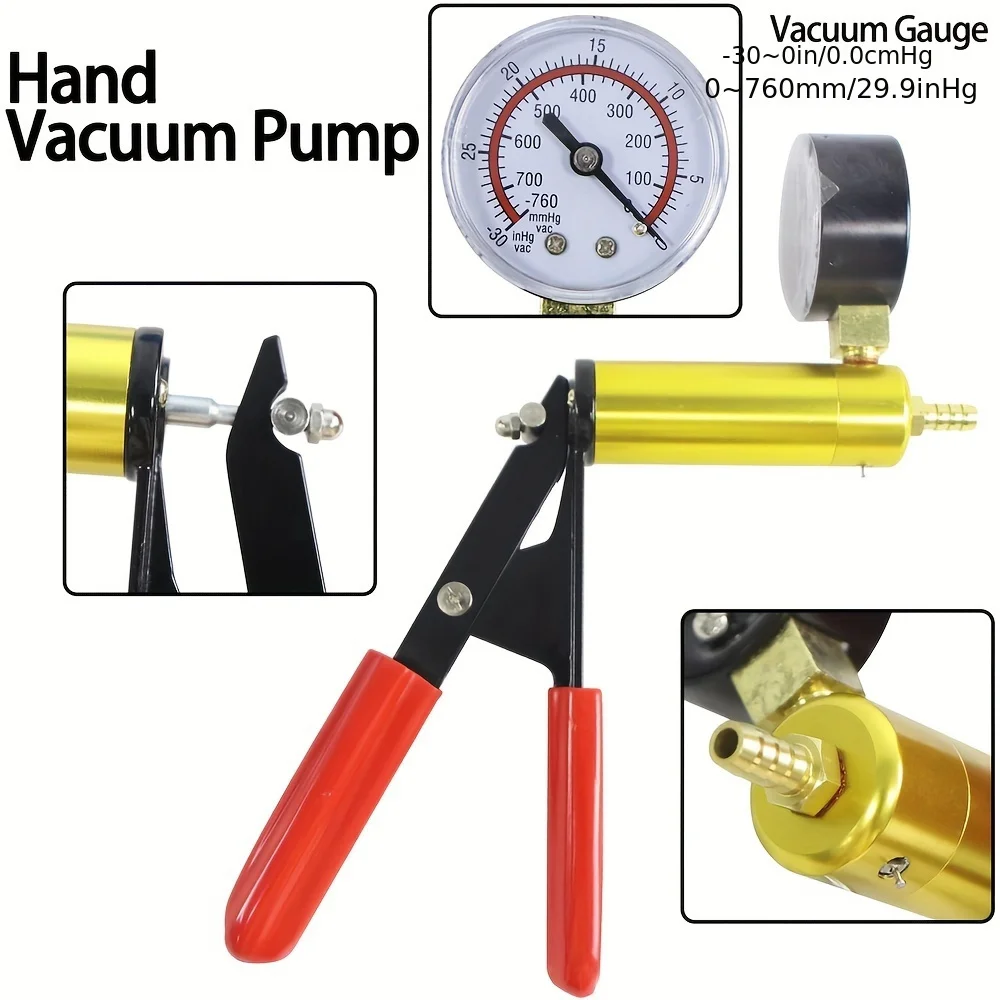 مجموعة أدوات نزيف الفرامل مع مضخة تفريغ يدوية مع محولات قياس مجموعة نزيف سائل الفرامل للسيارات لشاحنة سيارة الدراجة (أحمر) #3