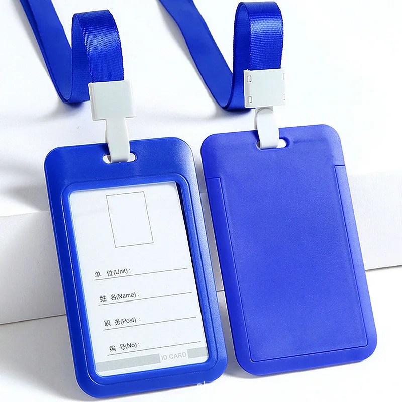 Color ID Card Holder Lanyard Badge Holders Name Badge Sleeve Employee Work Card Business Office Supplies Students Card Protector