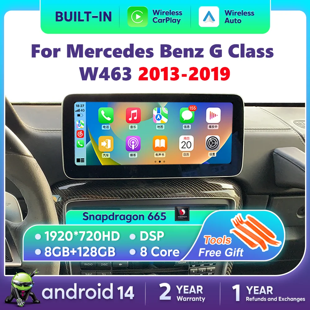 CarPlay sans fil Android Auto pour Mercedes Benz classe G W461 W463 G500 lecteur multimédia de voiture Navigation GPS 4G WiFi