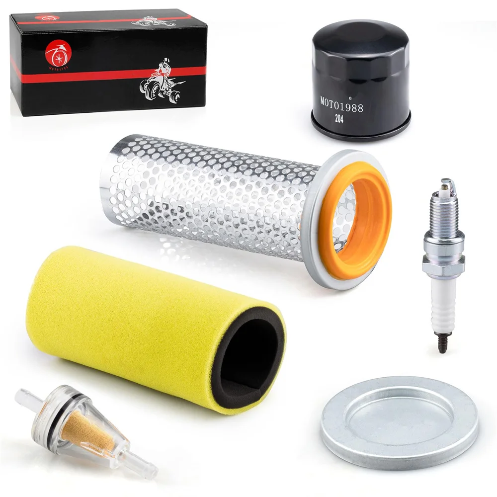 Air Filter & Guide Cage Cap Oil Filter & Spark Plug Kit For Yamaha Rhino 450 660 YXR450 YXR660 2004 2005 2006 2007 2008 2009