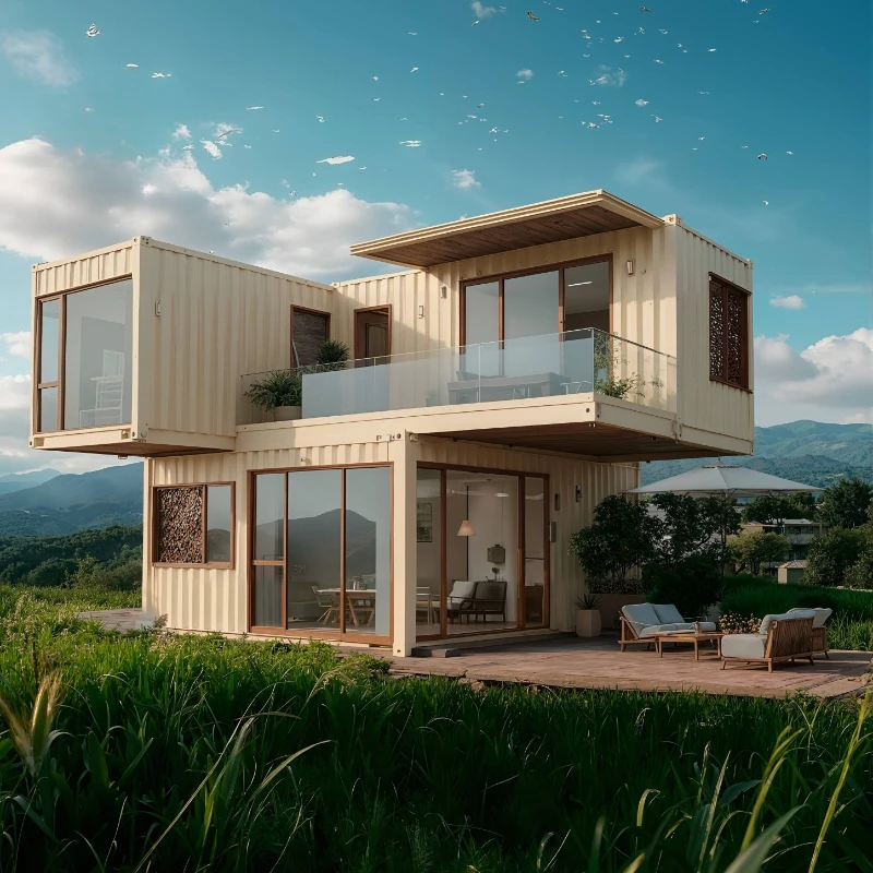 منزل محمول جاهز غرفة ذات طابقين كبيرة 20-40 قدم وحدات منخفضة التكلفة حاوية المعيشة الجاهزة الفنادق الفيلات محلات الصلب #1