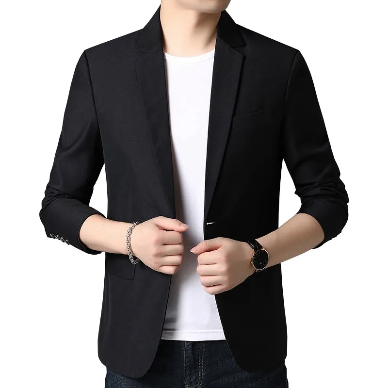 

2025 Spring Autumn Man Suit Coat Thin Turn Dwon Collar Male Outerwear Simple Solid Color Long Sleeve Slim Versatile Men Blazer