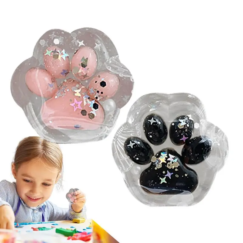 2PCS Zampa di Gatto Pizzico Agitarsi Giocattolo Rimbalzo Lento Alleviare Lo Stress Giocattoli Cubo Trasparente Blingbling Spremere Giocattolo Regalo Per I Bambini
