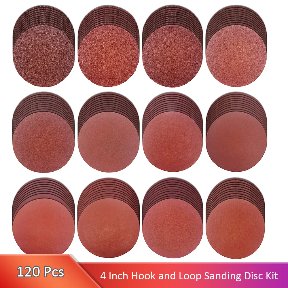 

4 Inch Hook and Loop Sandpaper 120 Pcs Sanding Discs for Orbit Orbital Sander and Most Rotary Surface Grinding Fine Polishing