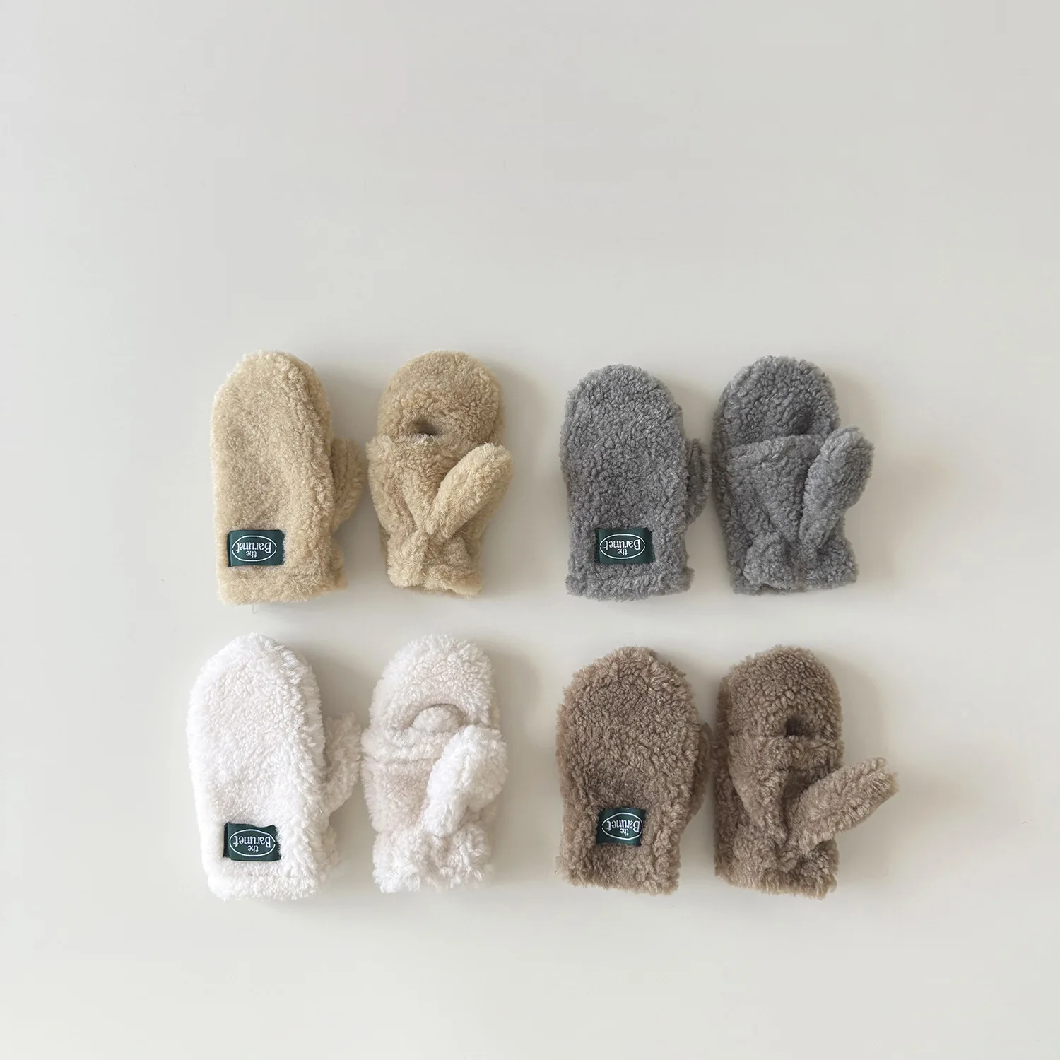 Thickened Lamb Velvet Gloves for Babies Winter Warm Windproof Fingerless Hanging Neck Cute Boys And Girls Autumn Winter ﻿