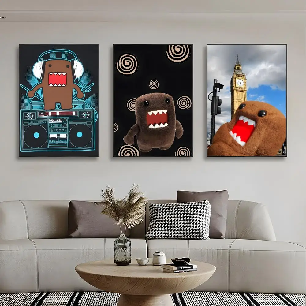 Kawaii D-Domo-Kun Poster Retro Kraft Paper Sticker DIY Room Bar Cafe Aesthetic Art Wall