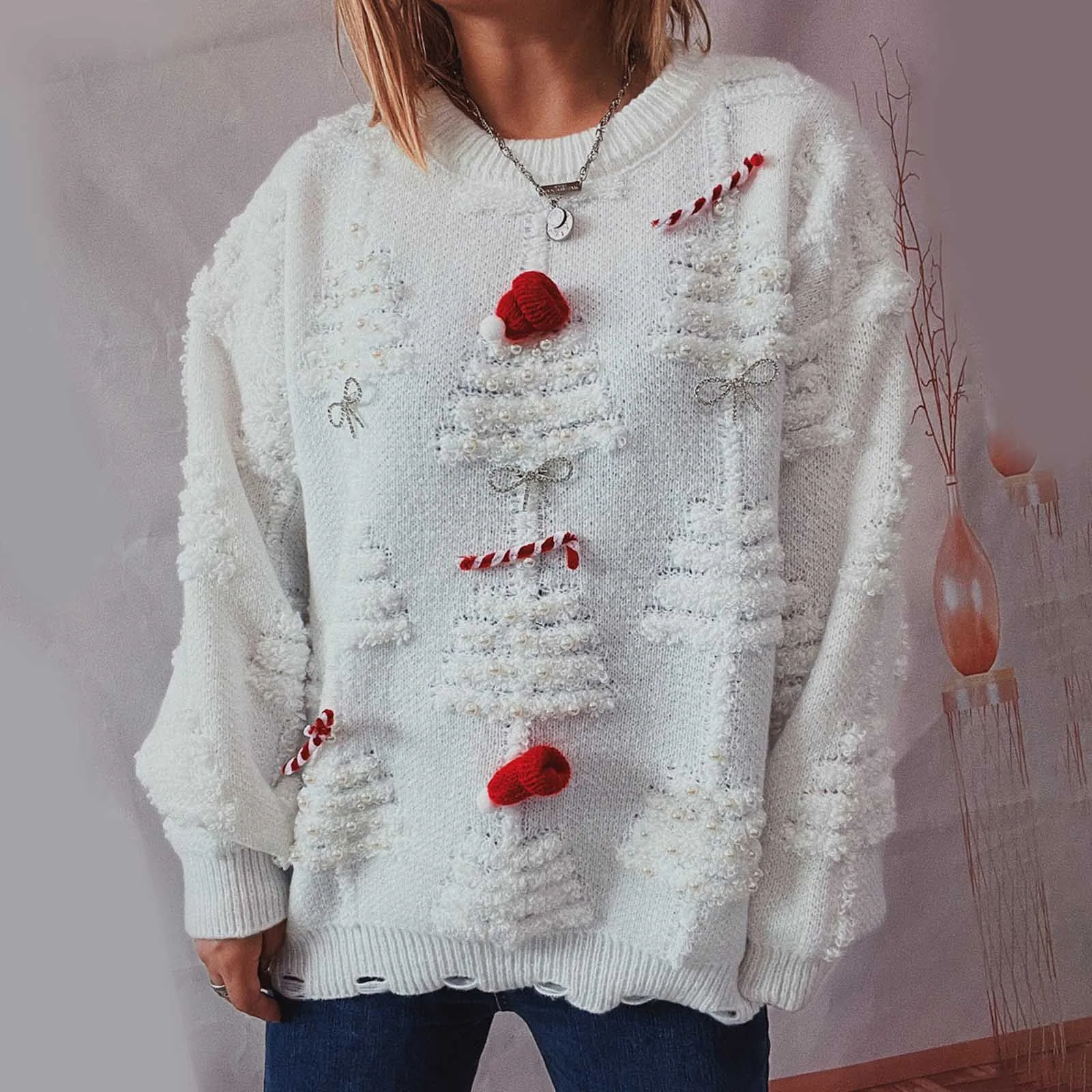 Maglione da donna autunno inverno moda top manica lunga sciolto natale capodanno abiti natale maglione oversize maglioni Casual