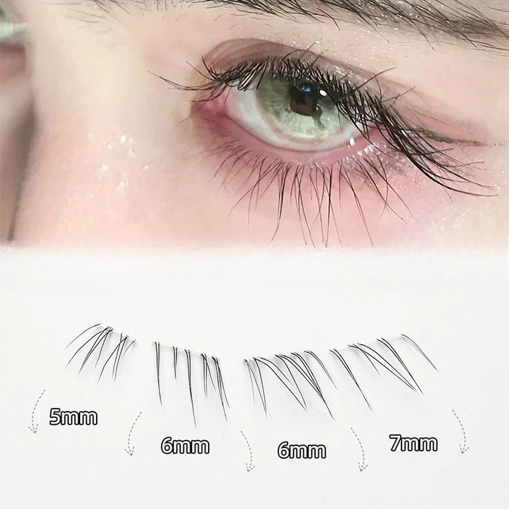 10 行ナチュラルロング下まつげミックス 5-7 ミリメートルシングルクラスターうっすらふわふわボトムまつげエクステンションライトメイク初心者のための