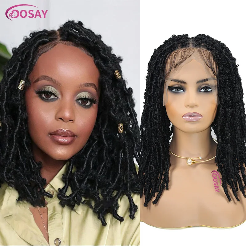 Perruque Dreadlock Synthétique Courte pour Femme, Afro, Bouclée, Torsadée, Boîte Ondulée, Tressée, Full Lace Front Cornrows