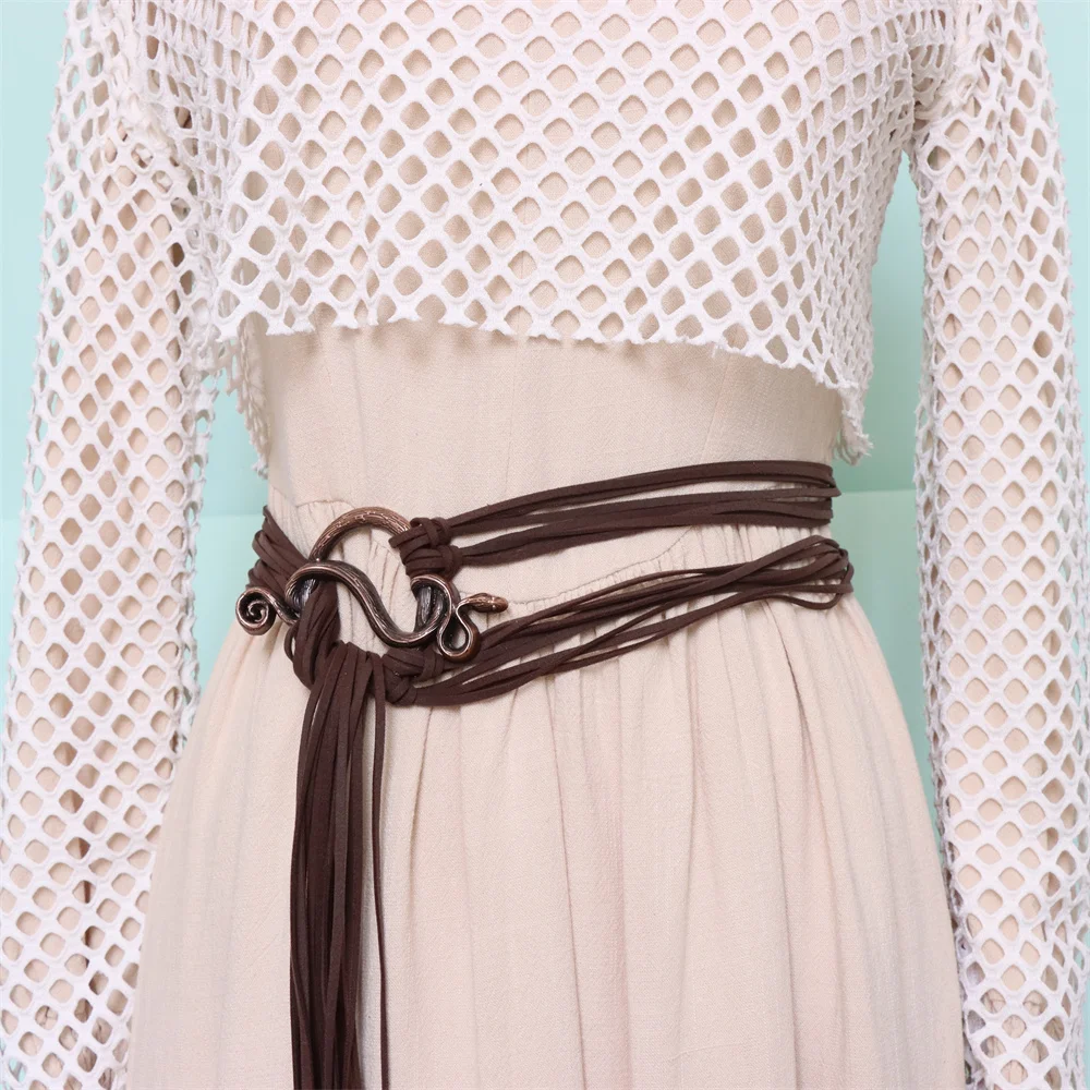 شرابة عصر النهضة في العصور الوسطى، حزام خصر طويل للنساء، سلسلة كروس ساحرة، حزام إكسسوارات تزيين الفايكنج