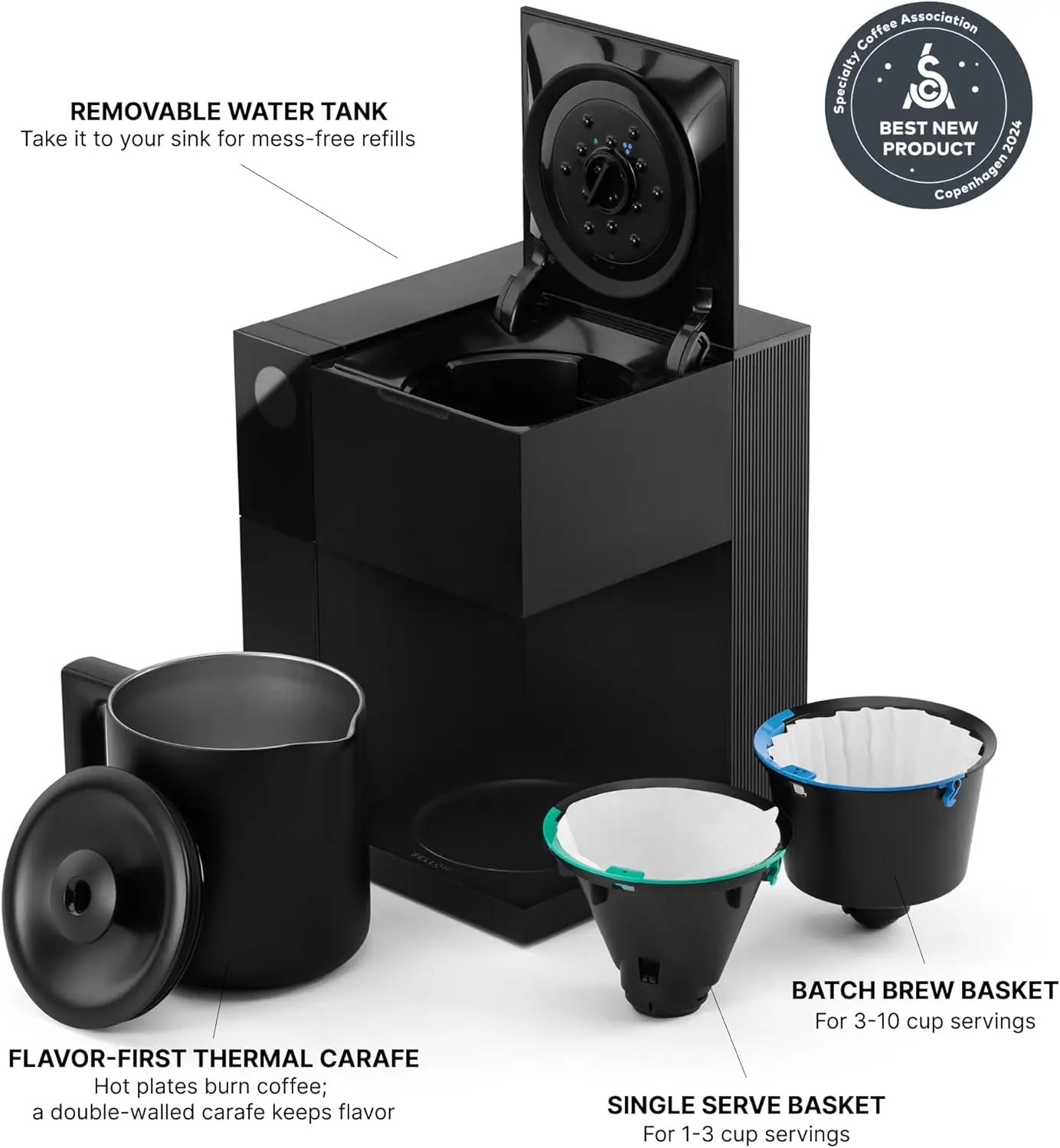 

Precision Drip Coffee Maker,Thermal Carafe, Perfect Temperature Control,Bloom Cycle, Single Serve to 10 Cup Capacity,Matte Black