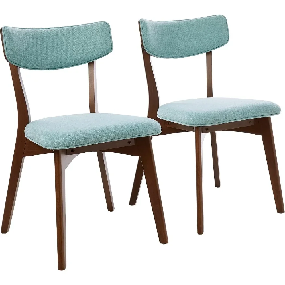 Abrielle Mid-Century Modern Fabric Dining Chairs Set - 2-Pcs with Natural Walnut Finished Rubberwood Frame