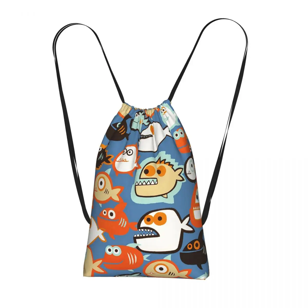 

Strange Orange Fish Pattern Backpacks Portable Drawstring Bags Sports Bag Book Bags for Travel Student