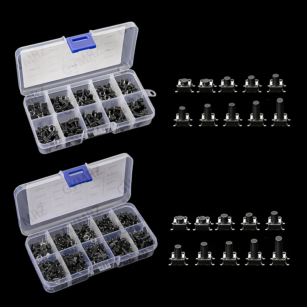 10Values/box 6*6 Tact Switch Tactile Push Button Switch Kit DIP 4P micro switch 6x6 Key switch For Arduino Height: 4.3 5~13MM