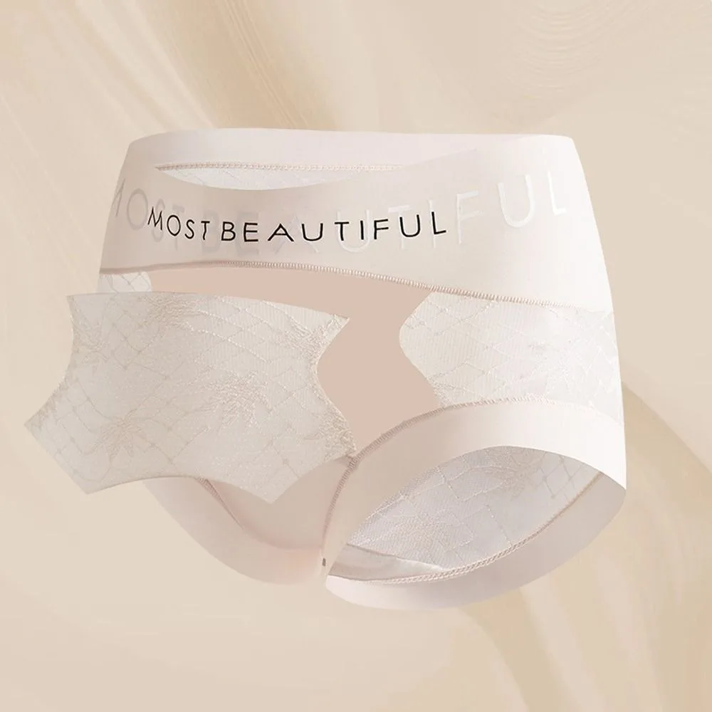 4 قطعة الحلو رقيقة جدا الدانتيل زهرة ملخصات منتصف الخصر شفافة الدانتيل شبكة سراويل داخلية القطن المنشعب سلس سراويل سيدة #2