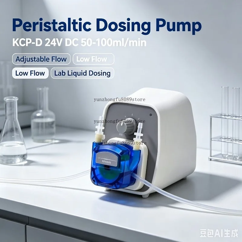 KCP-D DC24V Peristaltic Dosing Pump 50-100ml/min 2mm×4mm Tube Adjustable Flow Low Flow Precise Metering Pump