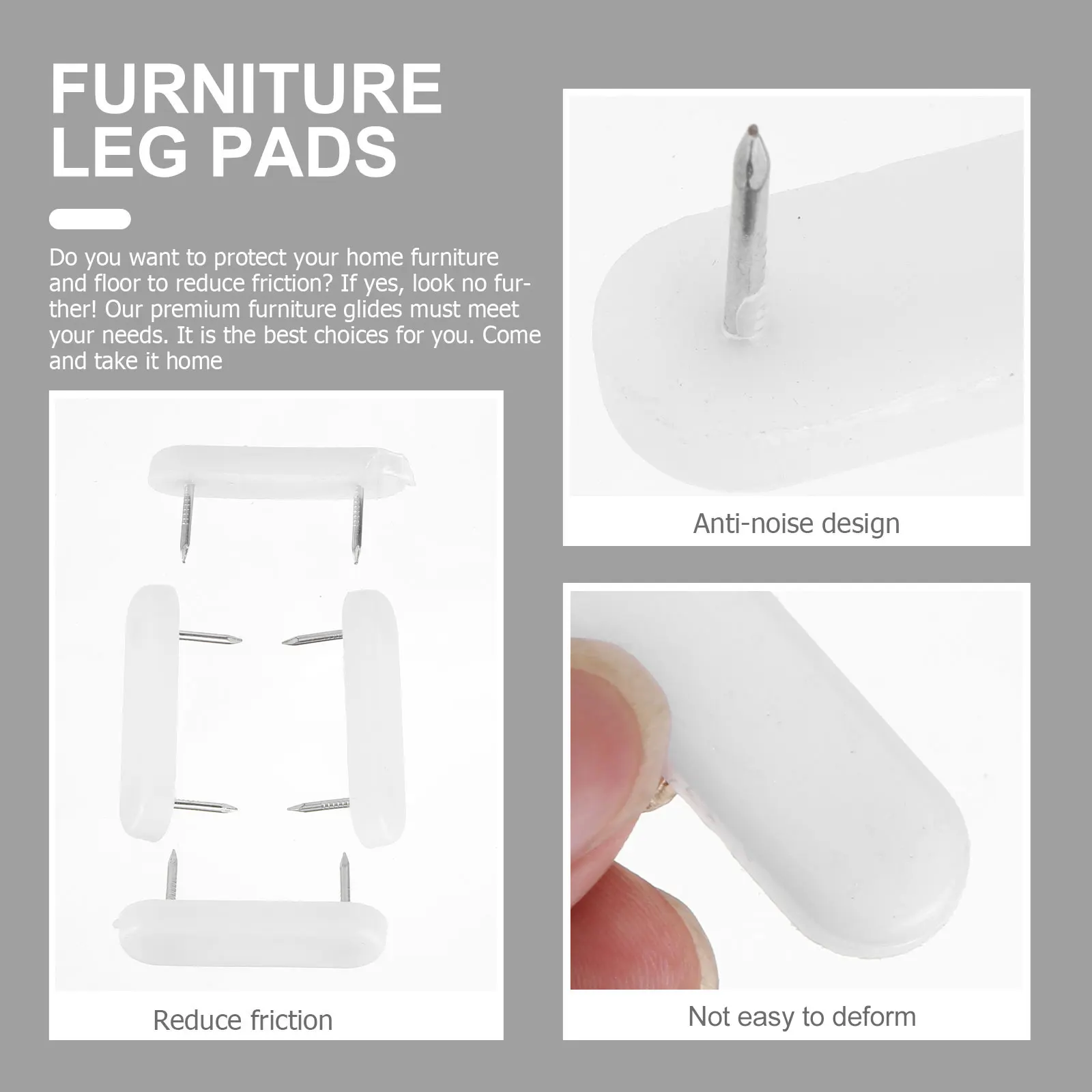 

100Pcs Desk Leg Glide Nails Strong Furniture Feet Double Pins Non-Slip Chair Foot Pads Protect Floors Height Increase