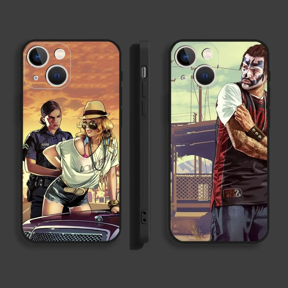 

Grand Theft Auto GTA 5 Phone Case For iPhone15,14,13,12,11,Pro,Max,Plus,Mini,X,XS,XR,8,7,6,S,Plus,SE Soft Black Case