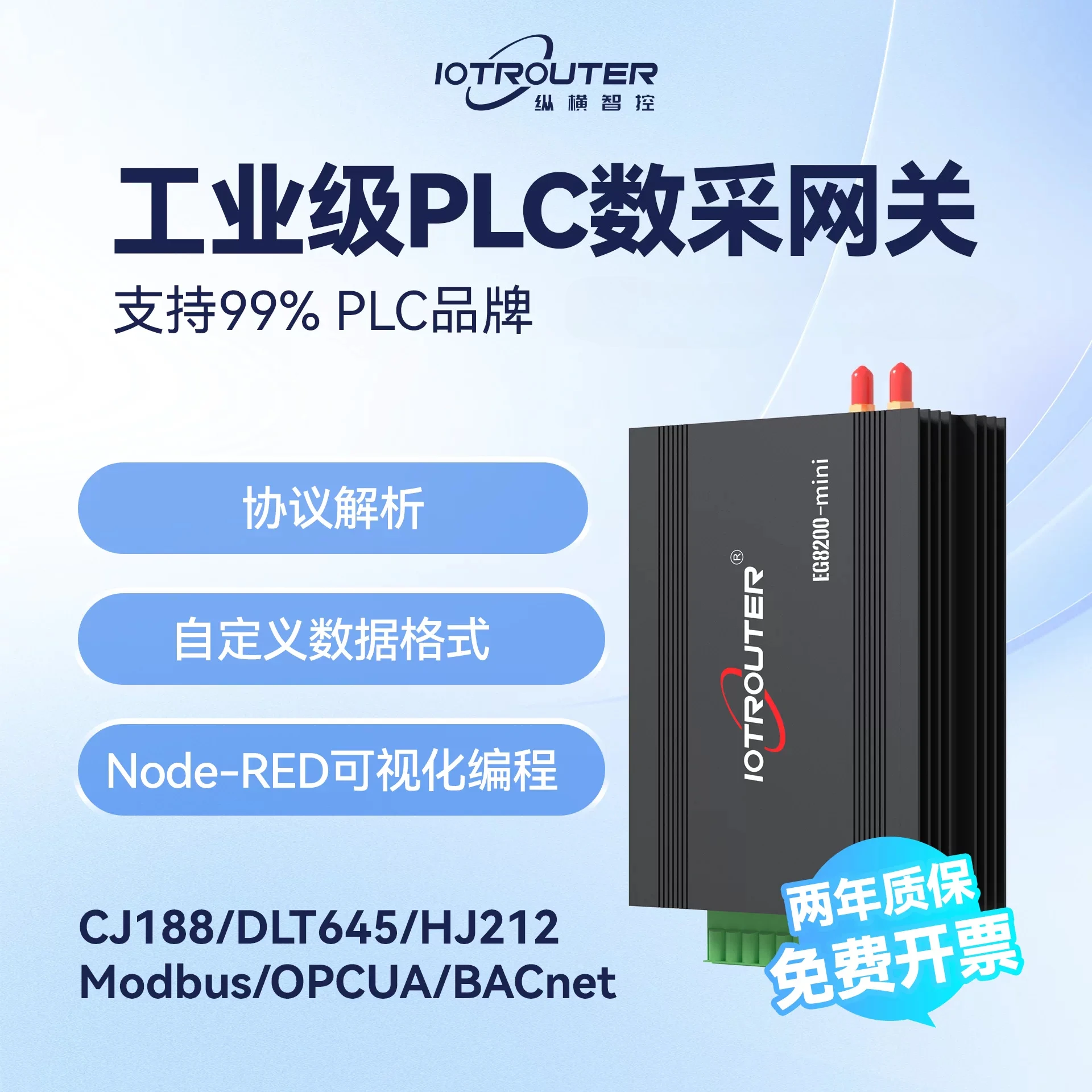 4G industrial-grade PLC data acquisition, edge computing gateway, nodered programming, remote operation and maintenance